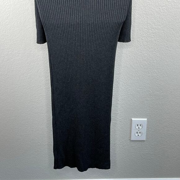 ASTR Charcoal Gray Cold Shoulder Mock Neck Bodycon Midi Sweater Dress Medium NWT - Picture 11 of 14